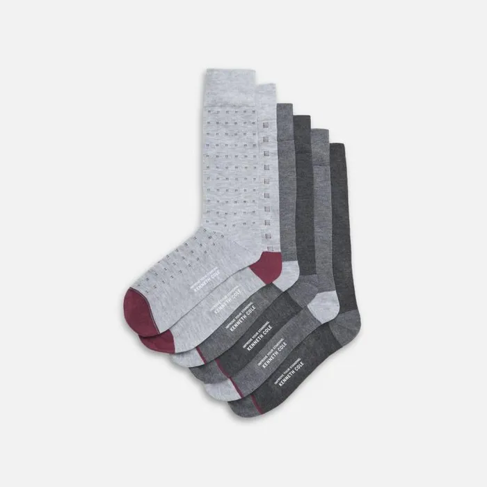 6Pack Pindot Socks Silver Men Kenneth Cole Socks Underwear Loungewear