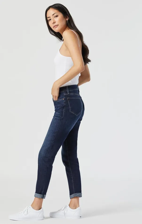 Ada Mid Rise Boyfriend In Indigo Brushed Tribeca Women Mavi Jeans Denim