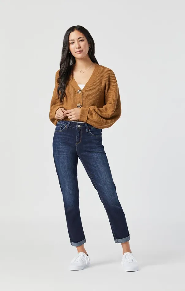 Ada Mid Rise Boyfriend In Indigo Brushed Tribeca Women Mavi Jeans Denim