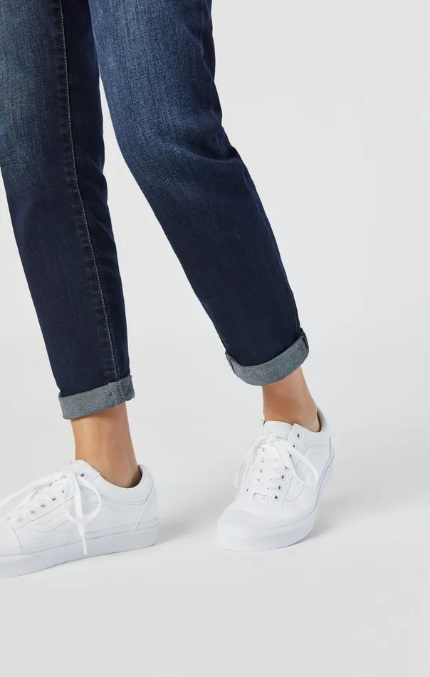 Ada Mid Rise Boyfriend In Indigo Brushed Tribeca Women Mavi Jeans Denim
