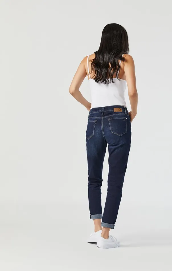 Ada Mid Rise Boyfriend In Indigo Brushed Tribeca Women Mavi Jeans Denim