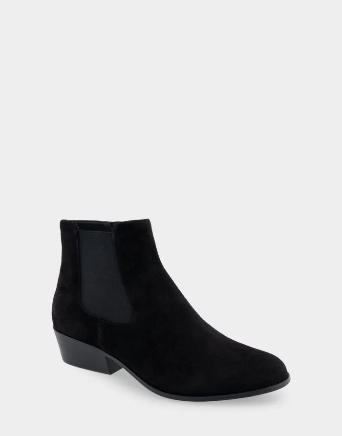Aerosoles Comfortable Women039s Ankle Boot In Black Genuine Suede Black Genuine Suede Women Heeled Boots