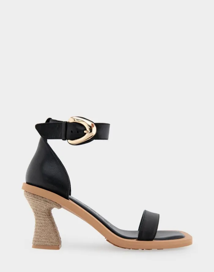 Aerosoles Comfortable Women039s Ankle Strap Sculpted Heel Sandal In Black Leather Black Leather Women Clogs and Mules