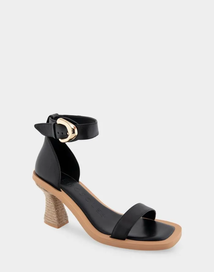 Aerosoles Comfortable Women039s Ankle Strap Sculpted Heel Sandal In Black Leather Black Leather Women Clogs and Mules