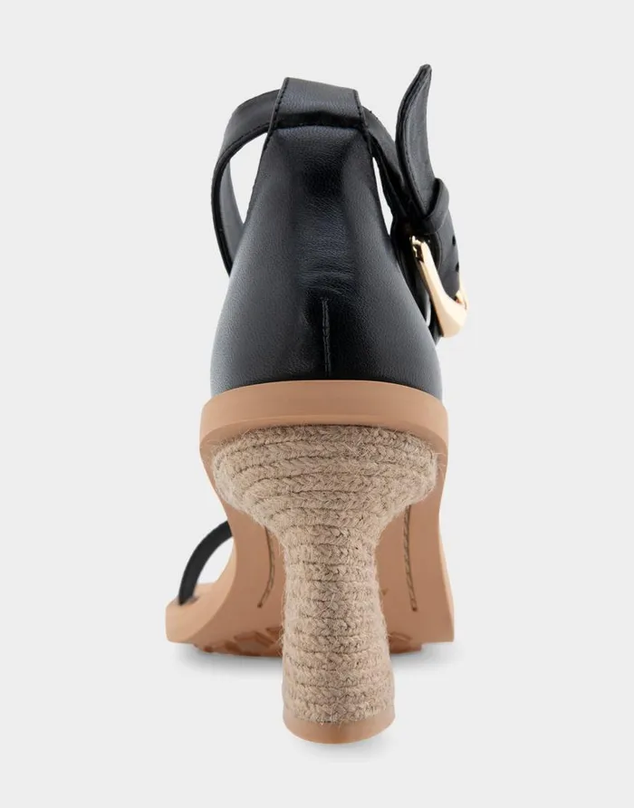 Aerosoles Comfortable Women039s Ankle Strap Sculpted Heel Sandal In Black Leather Black Leather Women Clogs and Mules