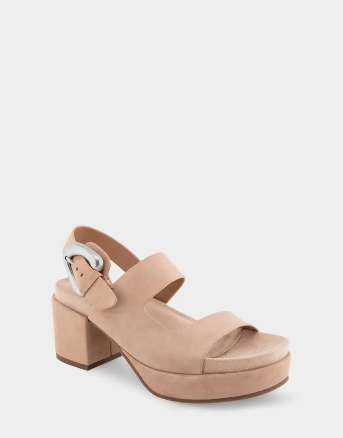 Aerosoles Comfortable Women039s Asymmetrical Molded Footbed Platform Sandal In Cipria Suede Cipria Suede Women Platforms