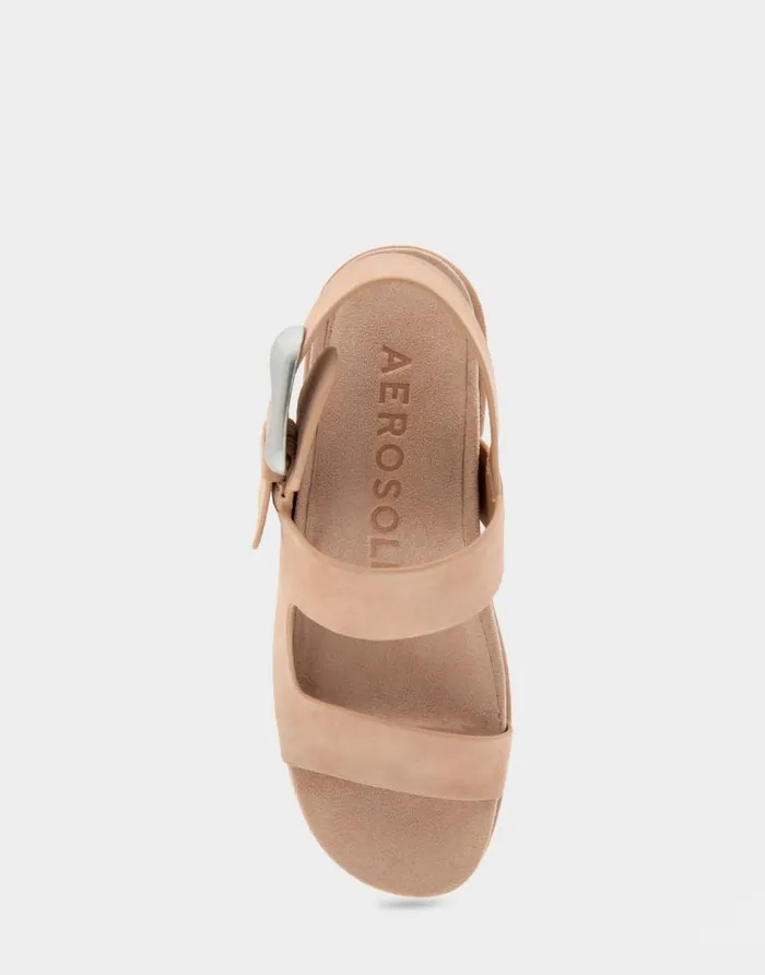 Aerosoles Comfortable Women039s Asymmetrical Molded Footbed Platform Sandal In Cipria Suede Cipria Suede Women Platforms