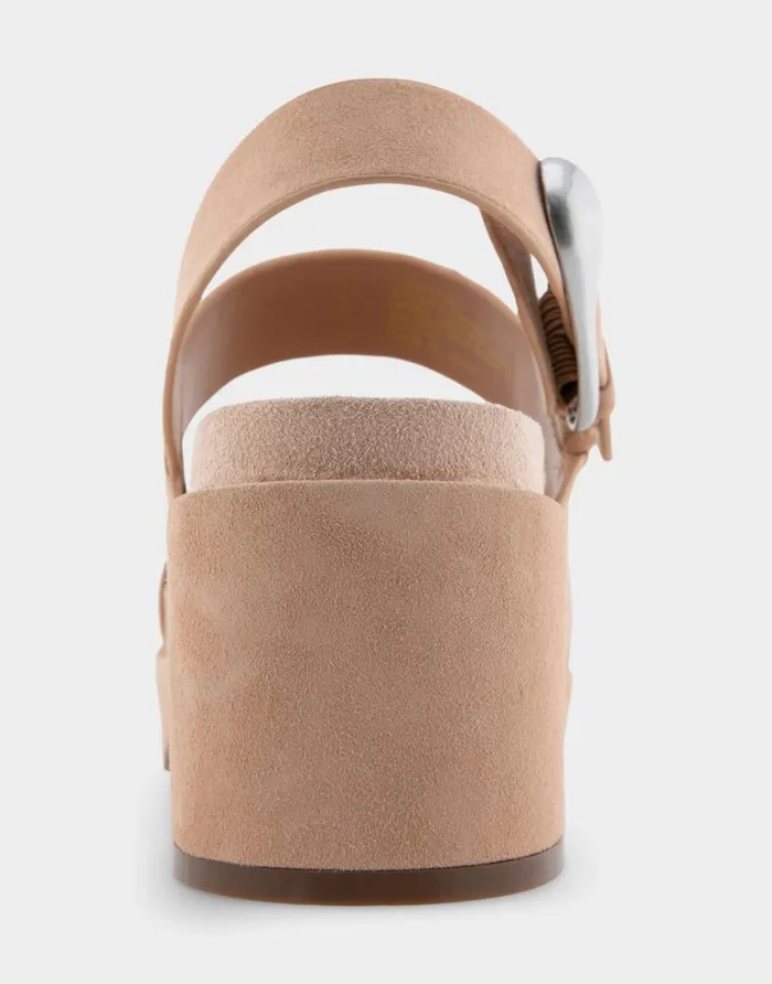 Aerosoles Comfortable Women039s Asymmetrical Molded Footbed Platform Sandal In Cipria Suede Cipria Suede Women Platforms