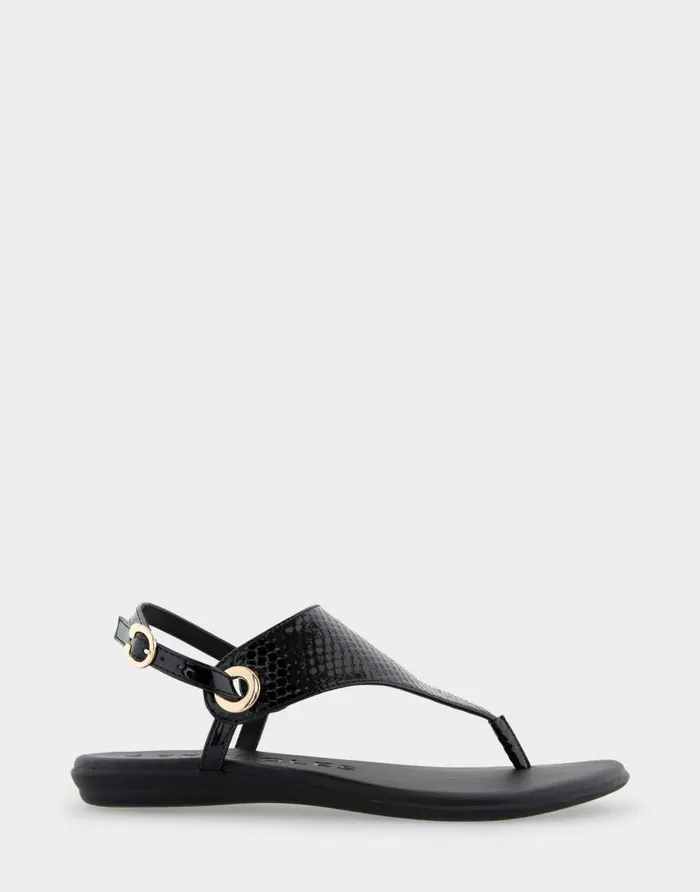 Aerosoles Comfortable Women039s Back Strap Thong Sandal In Black Snake Patent Faux Leather Black Snake Patent Faux Leather Women Clogs and Mules