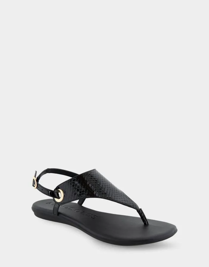 Aerosoles Comfortable Women039s Back Strap Thong Sandal In Black Snake Patent Faux Leather Black Snake Patent Faux Leather Women Clogs and Mules