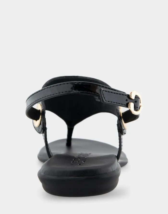 Aerosoles Comfortable Women039s Back Strap Thong Sandal In Black Snake Patent Faux Leather Black Snake Patent Faux Leather Women Clogs and Mules