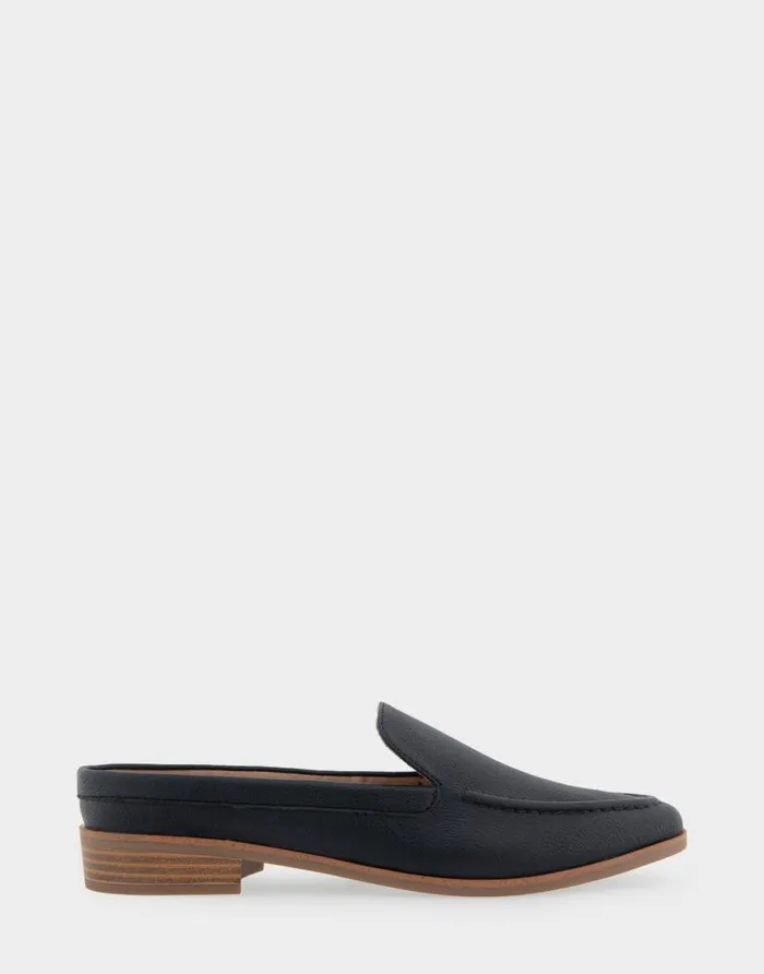 Aerosoles Comfortable Women039s Backless Slip On Loafer In Black Faux Leather Black Faux Leather Women Loafers