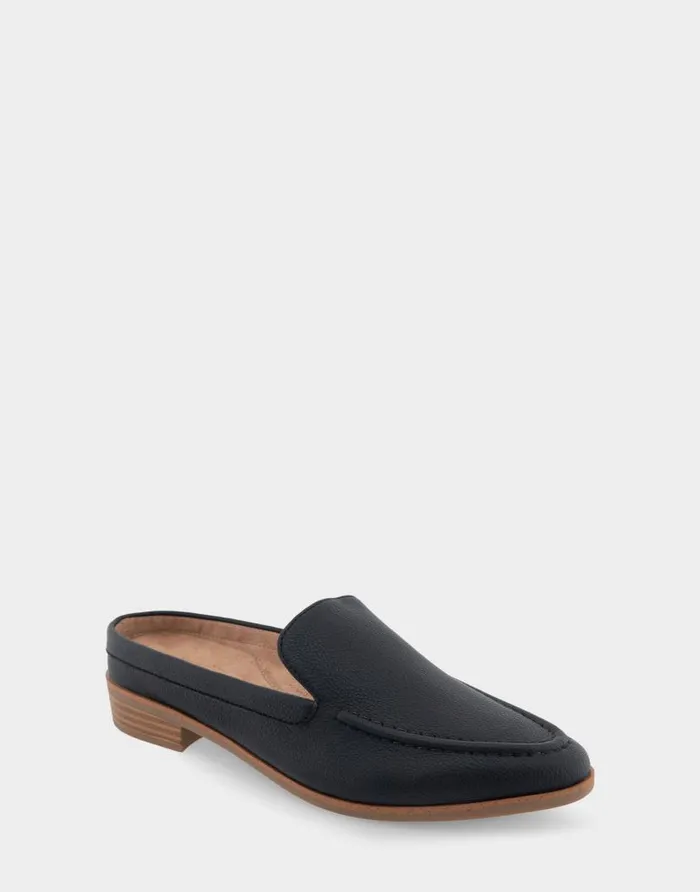Aerosoles Comfortable Women039s Backless Slip On Loafer In Black Faux Leather Black Faux Leather Women Loafers