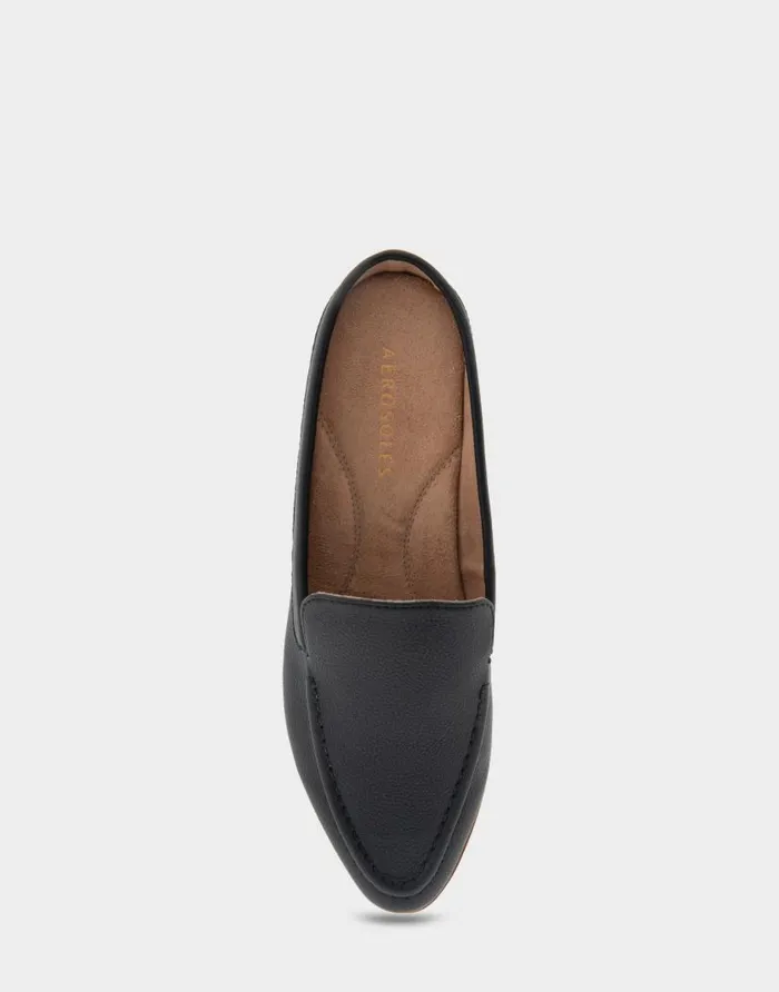 Aerosoles Comfortable Women039s Backless Slip On Loafer In Black Faux Leather Black Faux Leather Women Loafers