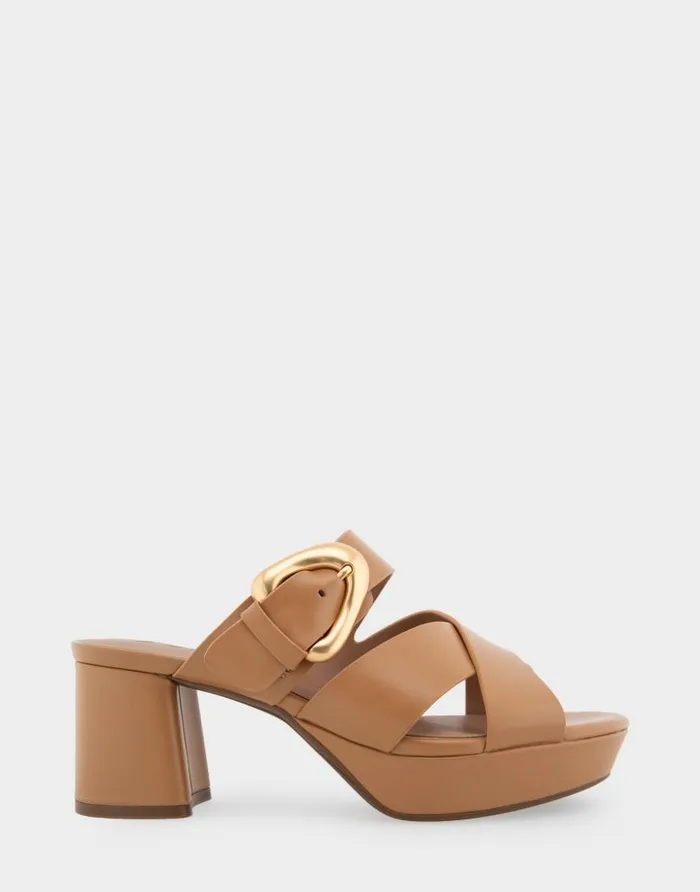 Aerosoles Comfortable Women039s Crisscross Platform Slide Sandal In Doe Leather Doe Leather Women Wide Width Sandals