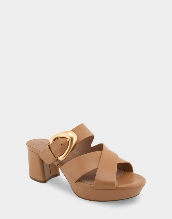 Aerosoles Comfortable Women039s Crisscross Platform Slide Sandal In Doe Leather Doe Leather Women Wide Width Sandals