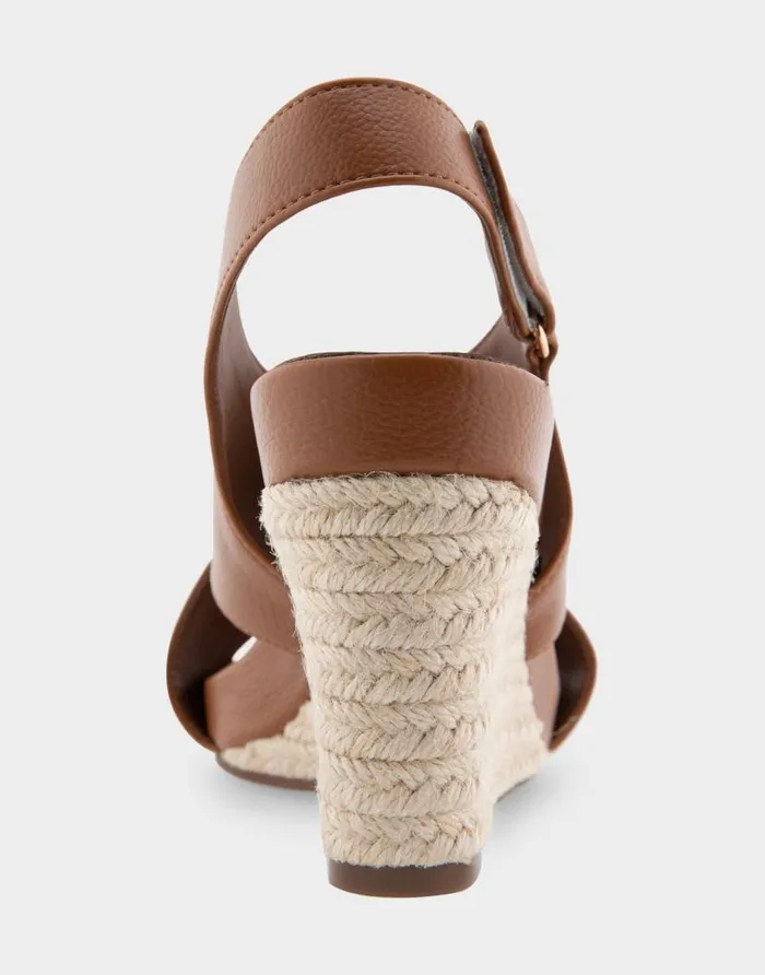 Aerosoles Comfortable Women039s Crisscross Velcro Back Footbed Wedge Sandal In Tan Faux Leather Tan Faux Leather Women Wide Width Sandals