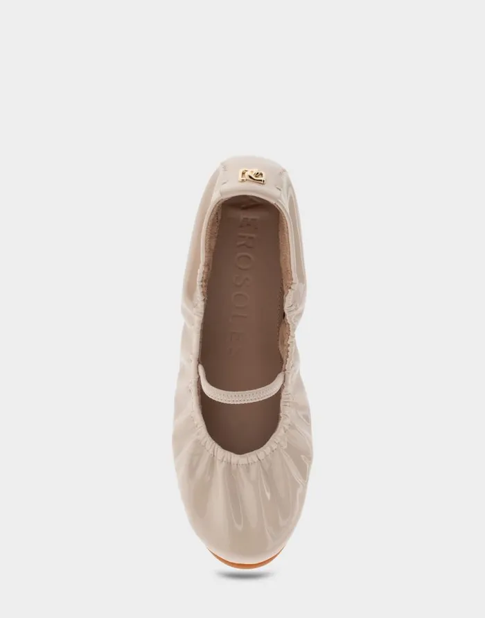 Aerosoles Comfortable Women039s Foldable Ballet Flat In Natural Patent Faux Leather Natural Patent Faux Leather Women Dress