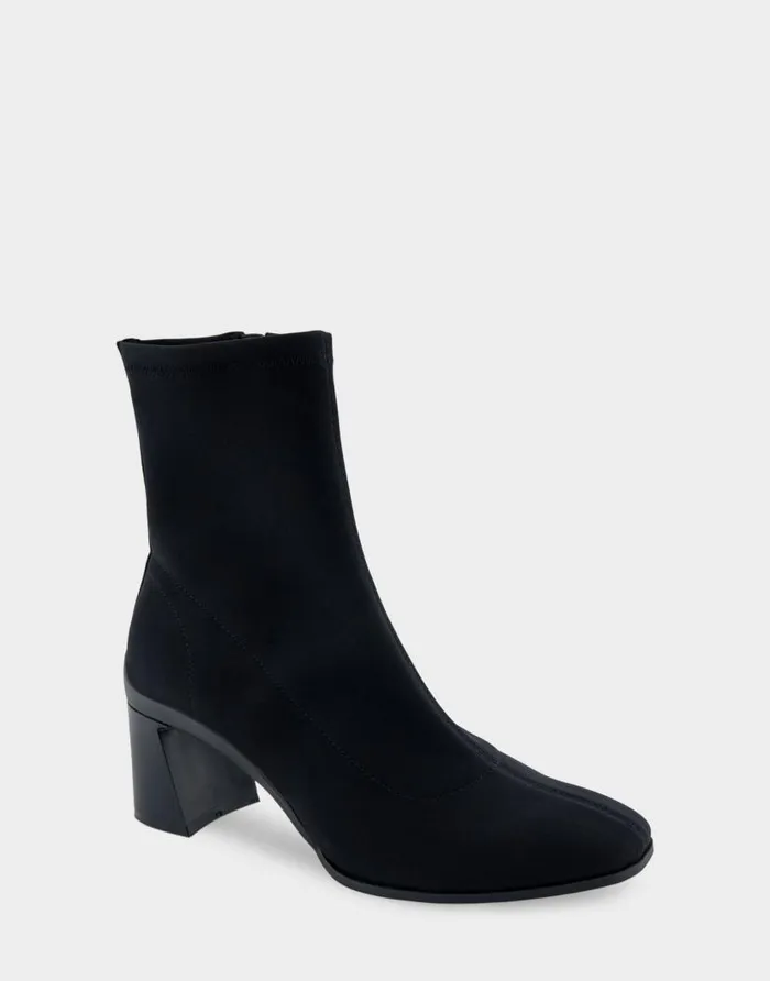 Aerosoles Comfortable Women039s Heeled Ankle Boot In Black Stretch Gabardine Fabric Black Stretch Gabardine Fabric Women Wide Width Boots