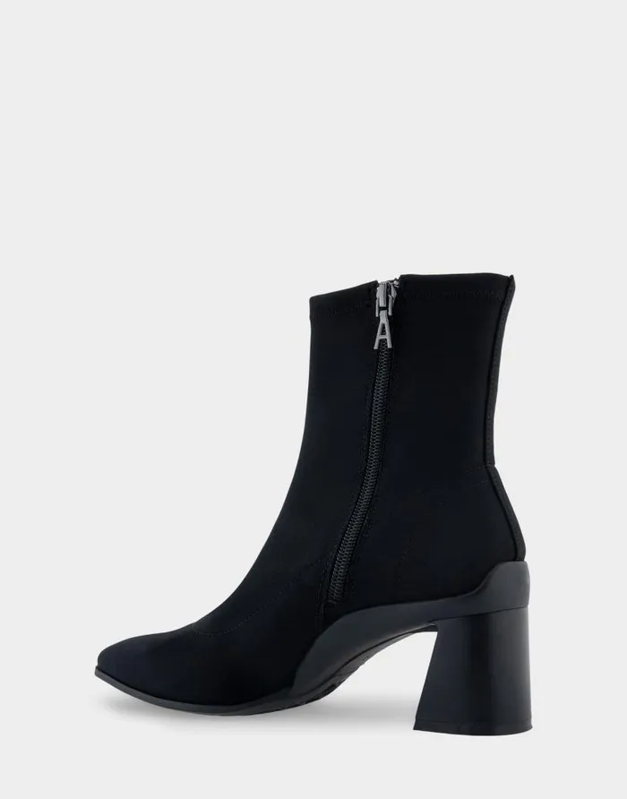 Aerosoles Comfortable Women039s Heeled Ankle Boot In Black Stretch Gabardine Fabric Black Stretch Gabardine Fabric Women Wide Width Boots