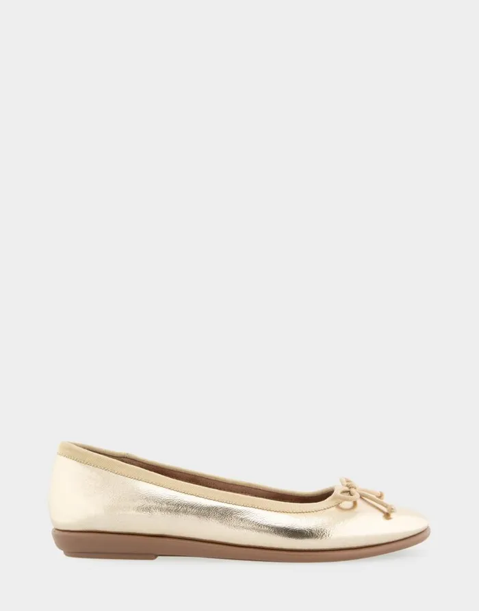 Aerosoles Comfortable Women039s Hidden Mini Wedge Ballet Flat In Gold Metallic Faux Leather Gold Metallic Faux Leather Women Clogs and Mules