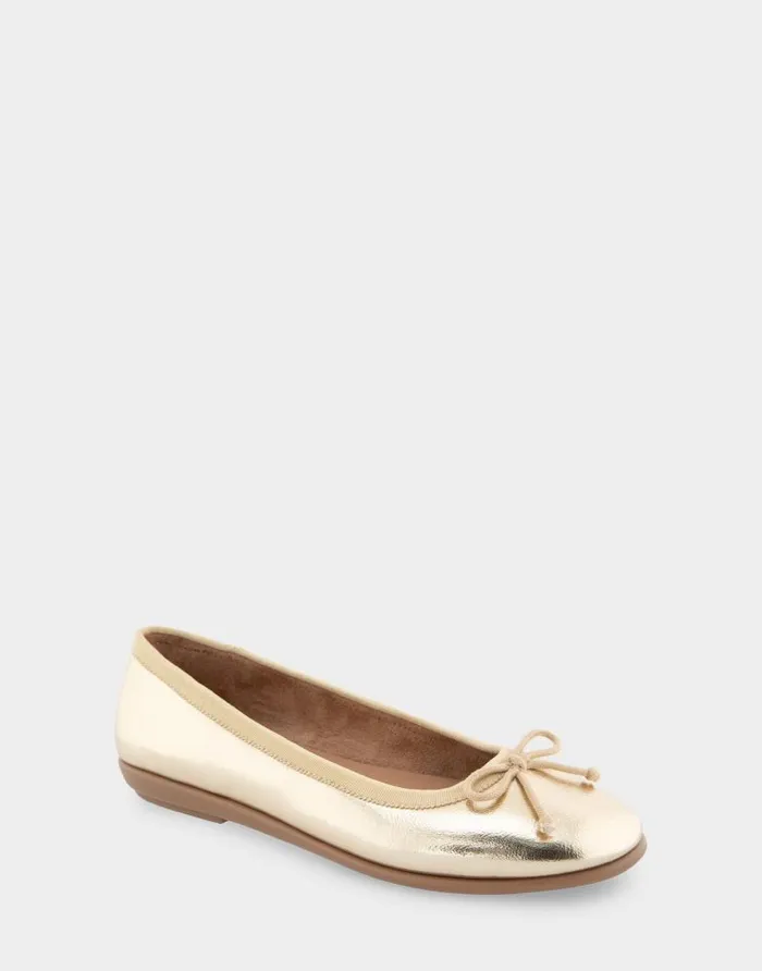 Aerosoles Comfortable Women039s Hidden Mini Wedge Ballet Flat In Gold Metallic Faux Leather Gold Metallic Faux Leather Women Clogs and Mules