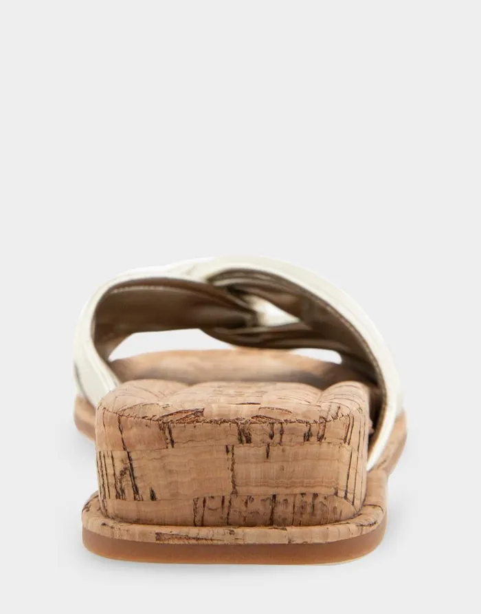 Aerosoles Comfortable Women039s Knotted Mini Wedge Slide Sandal In Soft Gold Leather Soft Gold Leather Women Clogs and Mules