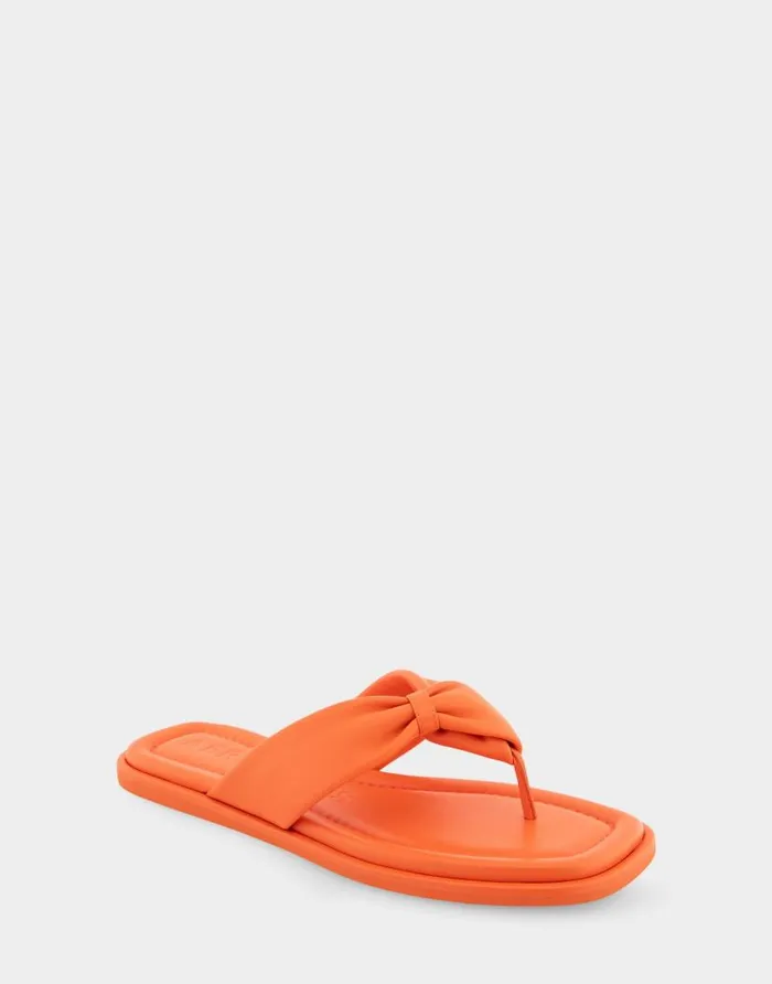 Aerosoles Comfortable Women039s Knotted Thong Sandal In Mandarin Leather Mandarin Leather Women Clogs and Mules