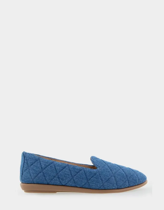 Aerosoles Comfortable Women039s Loafer In Denim Quilted Fabric Denim Fabric Denim Quilted Fabric Women Wide Width Flats