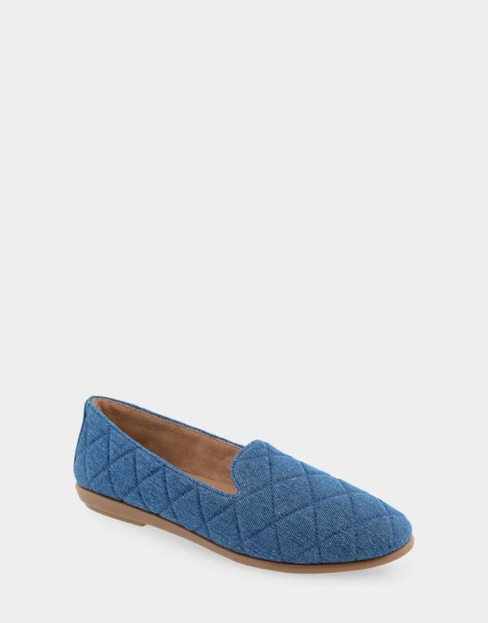 Aerosoles Comfortable Women039s Loafer In Denim Quilted Fabric Denim Fabric Denim Quilted Fabric Women Wide Width Flats