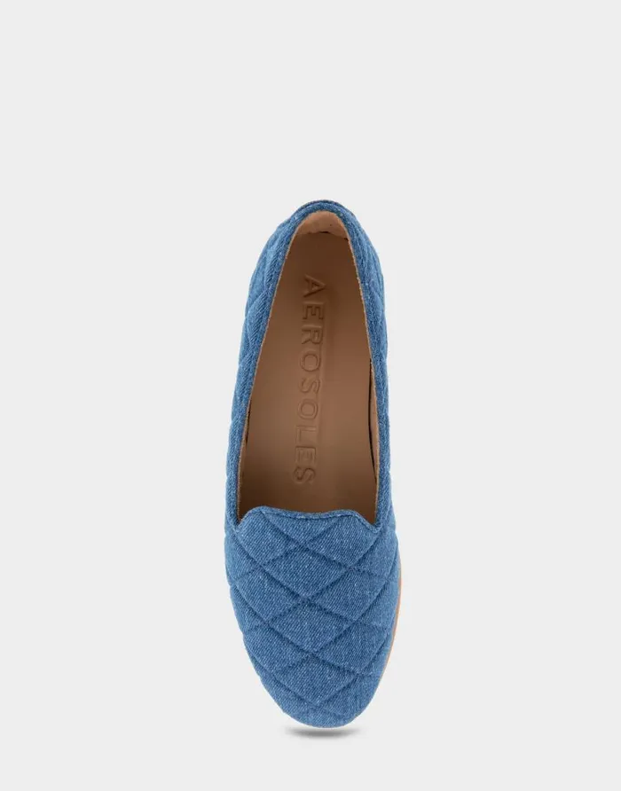 Aerosoles Comfortable Women039s Loafer In Denim Quilted Fabric Denim Fabric Denim Quilted Fabric Women Wide Width Flats
