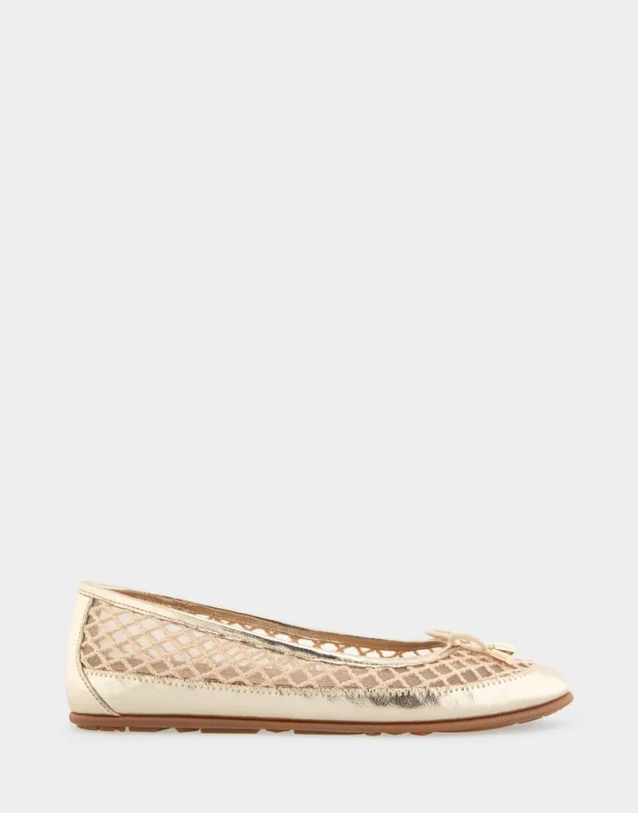 Aerosoles Comfortable Women039s Mesh Knit Ballet Flat In Gold Mesh Combo Mesh Fabric Gold Mesh Combo Women Clogs and Mules