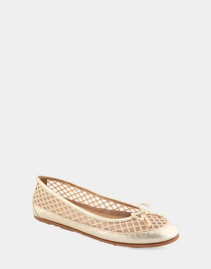 Aerosoles Comfortable Women039s Mesh Knit Ballet Flat In Gold Mesh Combo Mesh Fabric Gold Mesh Combo Women Clogs and Mules