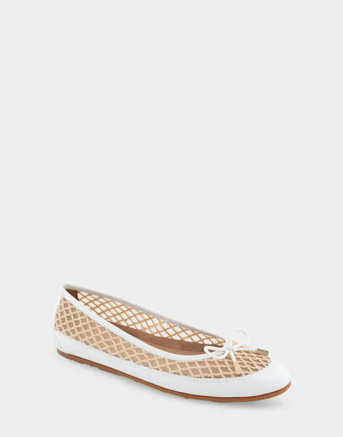 Aerosoles Comfortable Women039s Mesh Knit Ballet Flat In White Mesh Combo Mesh Fabric White Mesh Combo Women Clogs and Mules