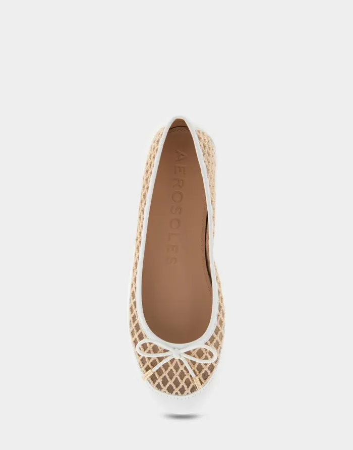 Aerosoles Comfortable Women039s Mesh Knit Ballet Flat In White Mesh Combo Mesh Fabric White Mesh Combo Women Clogs and Mules