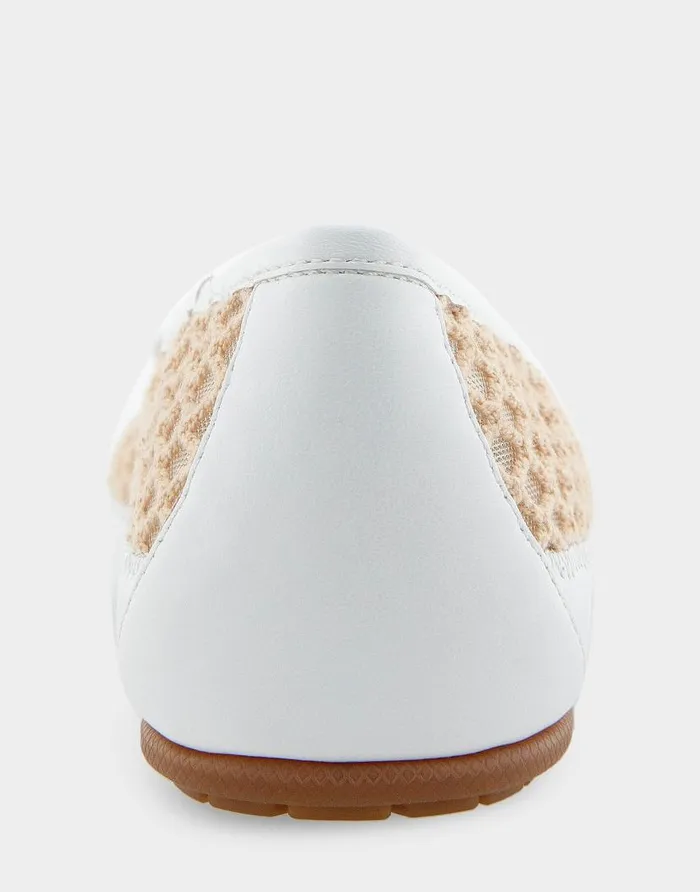 Aerosoles Comfortable Women039s Mesh Knit Ballet Flat In White Mesh Combo Mesh Fabric White Mesh Combo Women Clogs and Mules