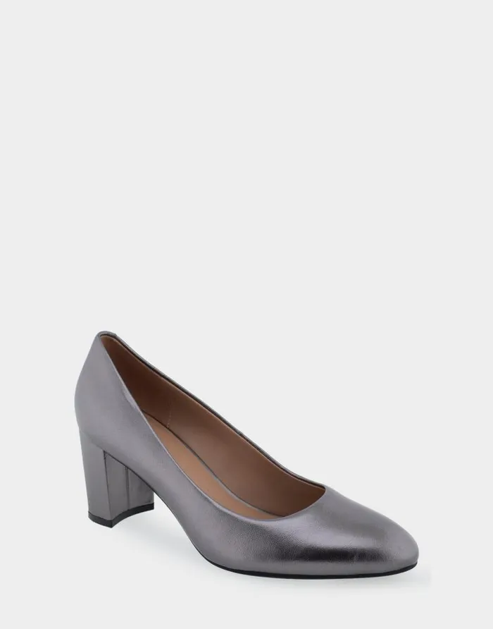 Aerosoles Comfortable Women039s Mid Heel Pump In Gunmetal Genuine Leather Gunmetal Metallic Genuine Leather Women Pumps
