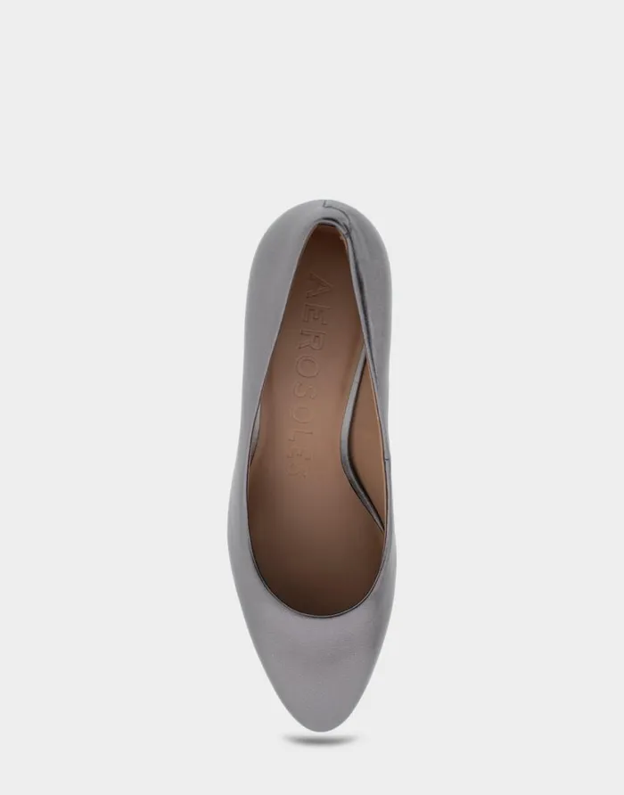Aerosoles Comfortable Women039s Mid Heel Pump In Gunmetal Genuine Leather Gunmetal Metallic Genuine Leather Women Pumps