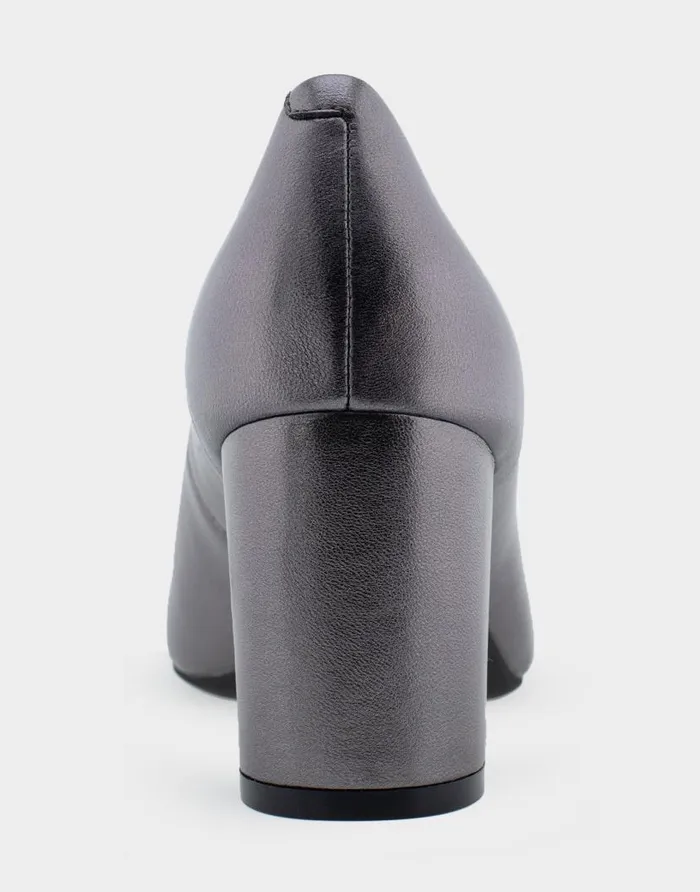 Aerosoles Comfortable Women039s Mid Heel Pump In Gunmetal Genuine Leather Gunmetal Metallic Genuine Leather Women Pumps
