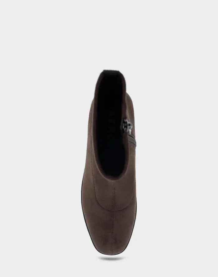Aerosoles Comfortable Women039s Midcalf Bootwedge In Brown Stretch Faux Suede Java Stretch Faux Suede Women Ankle Boots