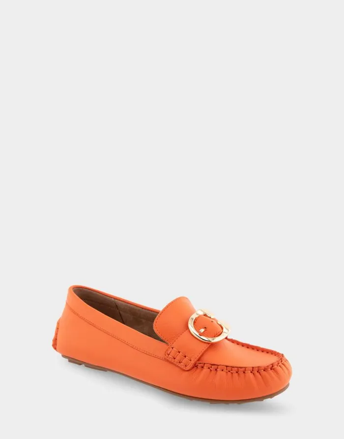 Aerosoles Comfortable Women039s Ornamented Driver In Mandarin Leather Mandarin Leather Women Clogs and Mules