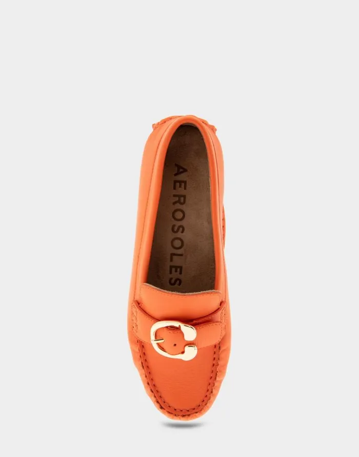 Aerosoles Comfortable Women039s Ornamented Driver In Mandarin Leather Mandarin Leather Women Clogs and Mules