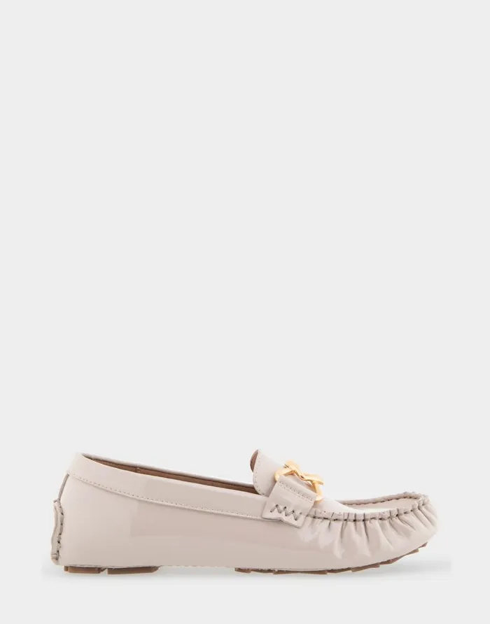 Aerosoles Comfortable Women039s Ornamented Driver In Natural Patent Faux Leather Natural Patent Faux Leather Women Loafers
