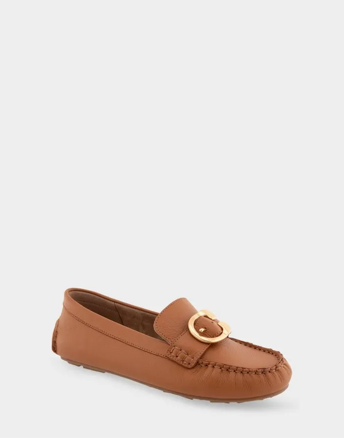 Aerosoles Comfortable Women039s Ornamented Driver In Tan Leather Tan Leather Women Clogs and Mules