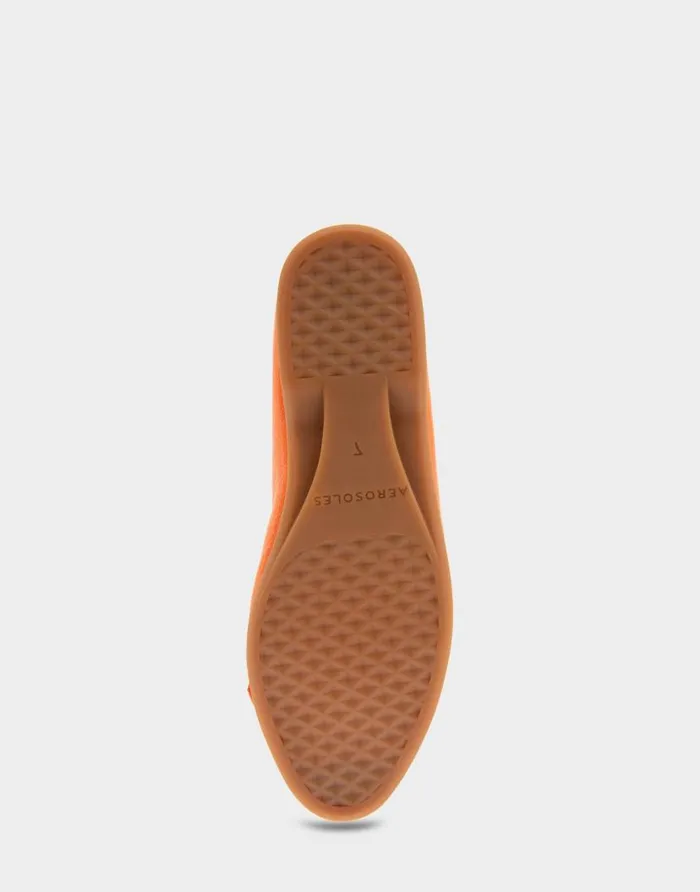 Aerosoles Comfortable Women039s Ornamented Flat In Mandarin Leather Mandarin Leather Women Wide Width Flats