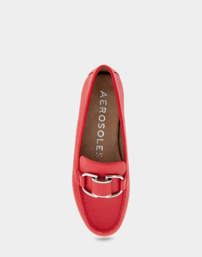 Aerosoles Comfortable Women039s Ornamented Loafer In Racing Red Faux Leather Racing Red Faux Leather Women Wide Width Flats