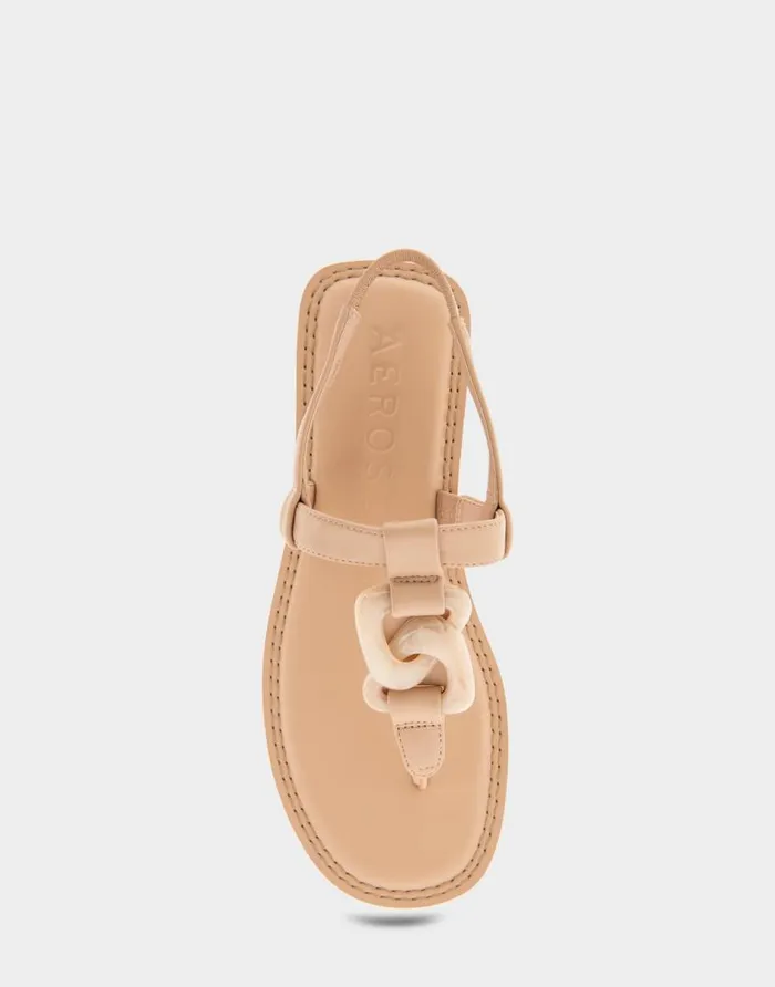 Aerosoles Comfortable Women039s Ornamented Slingback Strap Thong Sandal In Cipria Faux Leather Cipria Faux Leather Women Slides