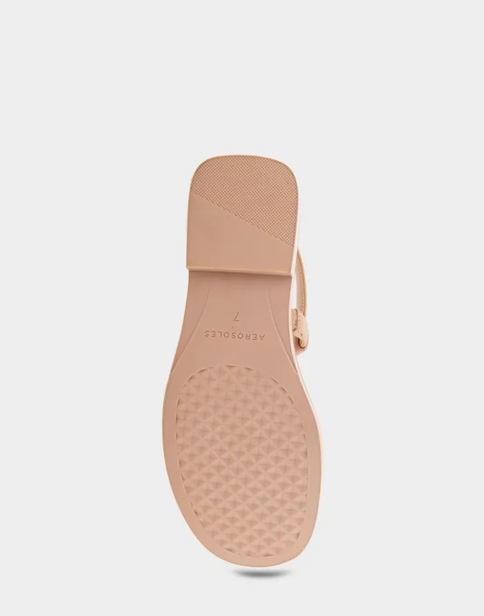 Aerosoles Comfortable Women039s Ornamented Slingback Strap Thong Sandal In Cipria Faux Leather Cipria Faux Leather Women Slides