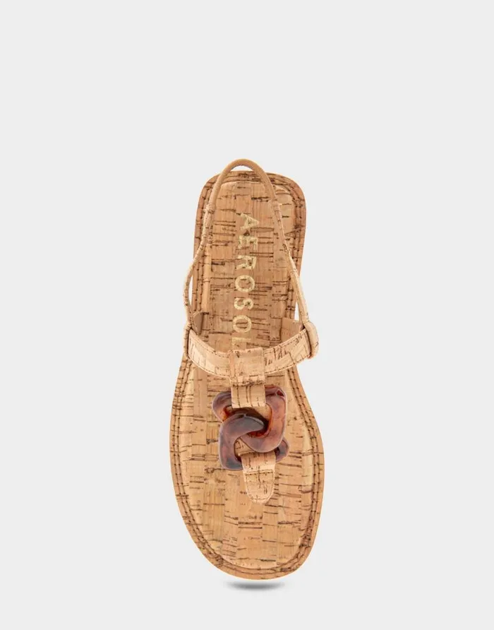 Aerosoles Comfortable Women039s Ornamented Slingback Strap Thong Sandal In Cork Cork Cork Women Slides
