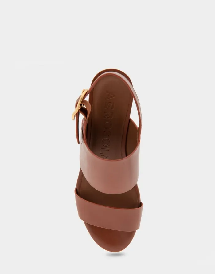 Aerosoles Comfortable Women039s Platform Sandal In Gingerbread Leather Gingerbread Leather Women Dress